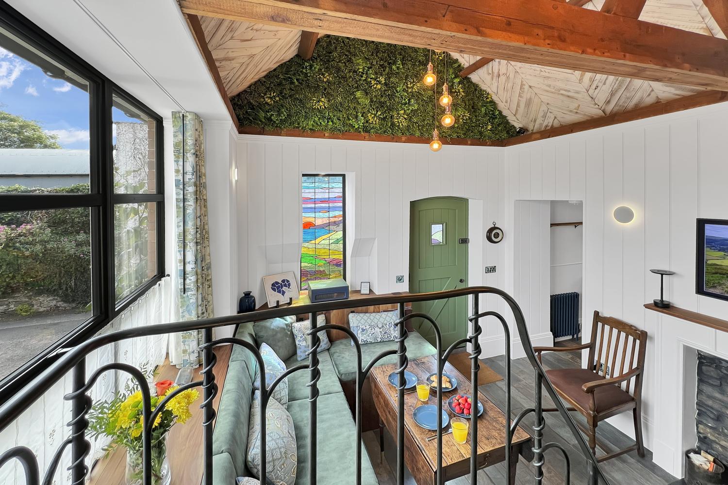 Looking at living room from the stairs
