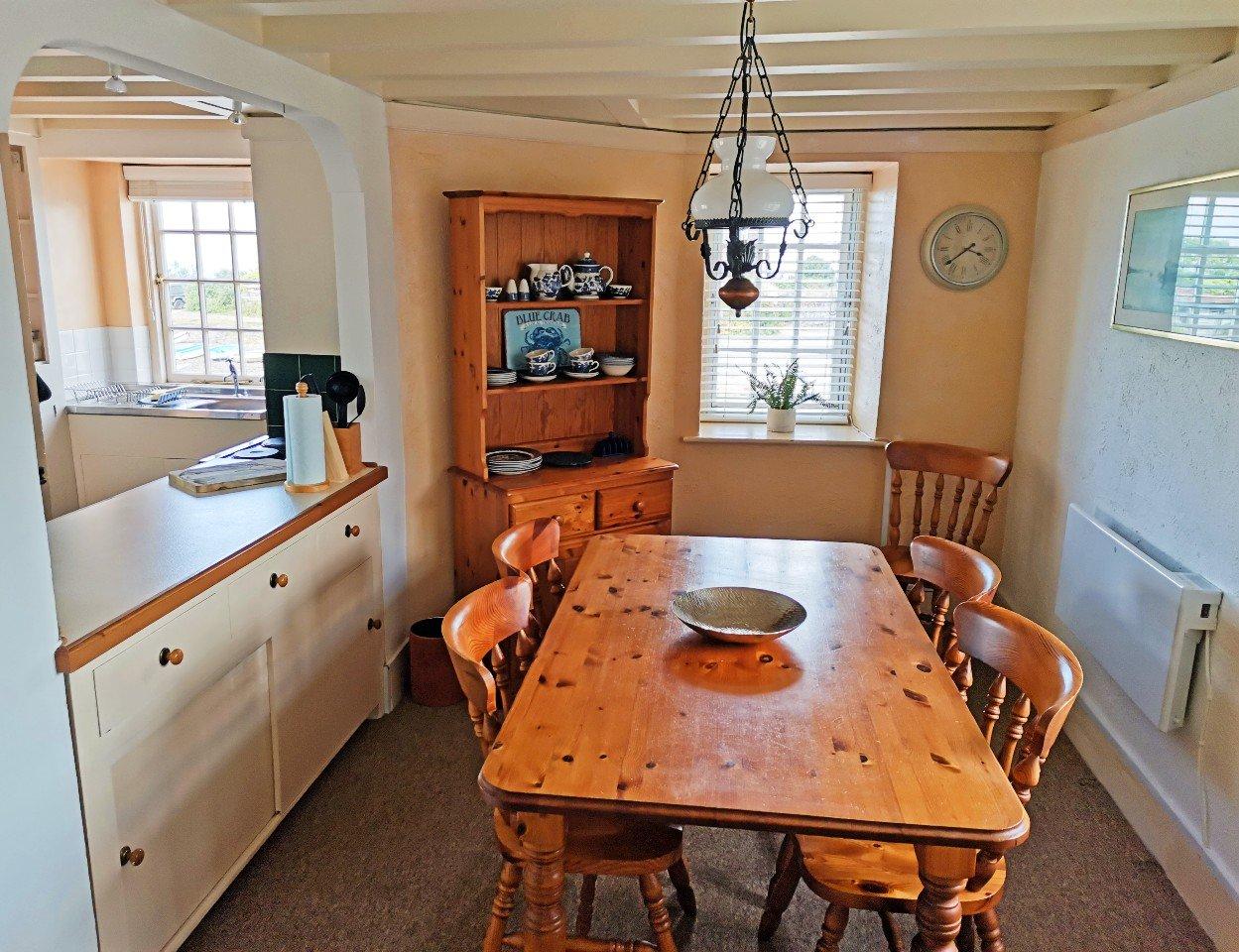 Galley style kitchen and dining area with amazing views.