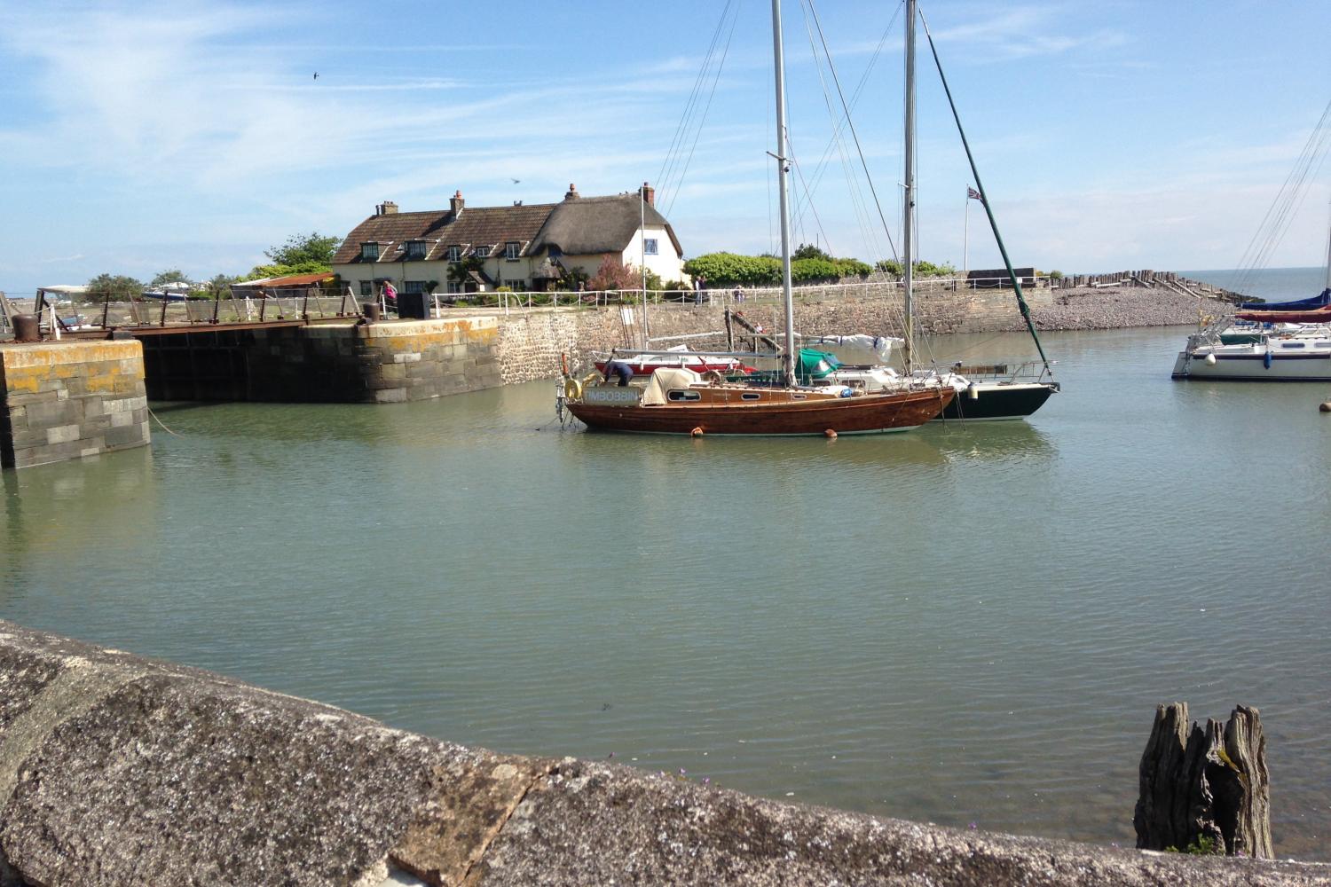 Porlock Weir harbour at high tide