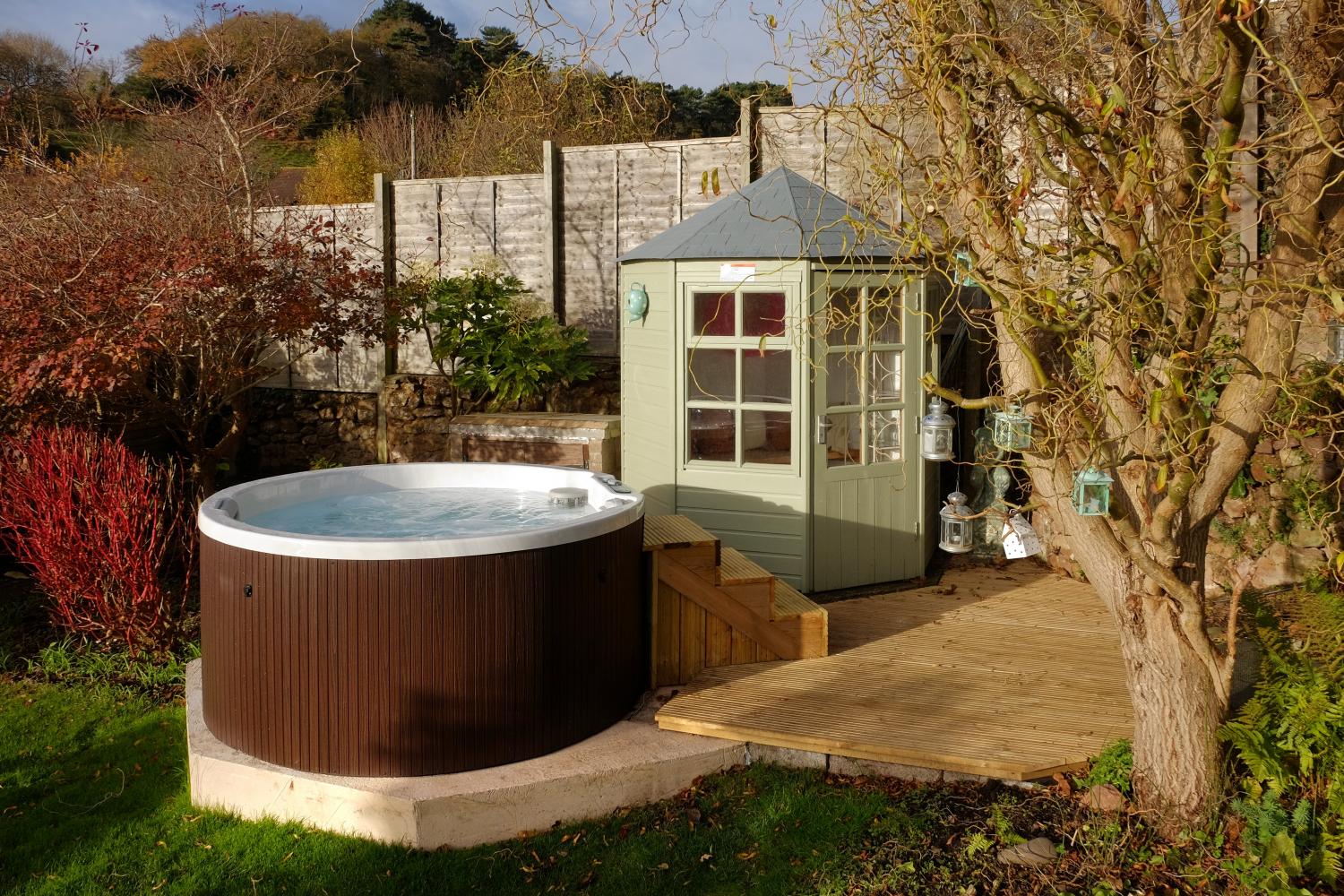 The hot tub is perfect for a soak after exploring Exmoor!