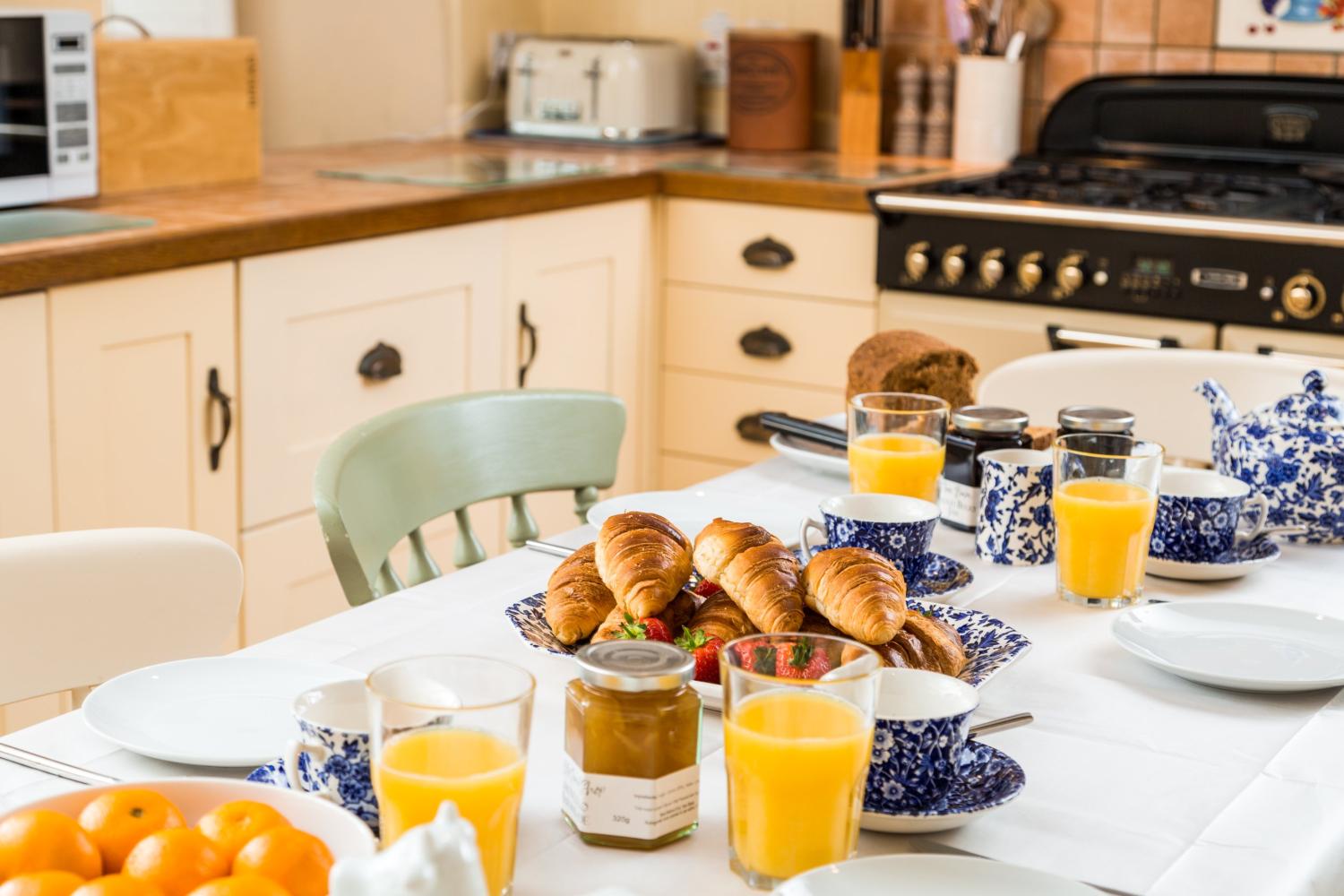 Breakfast time in the kitchen.