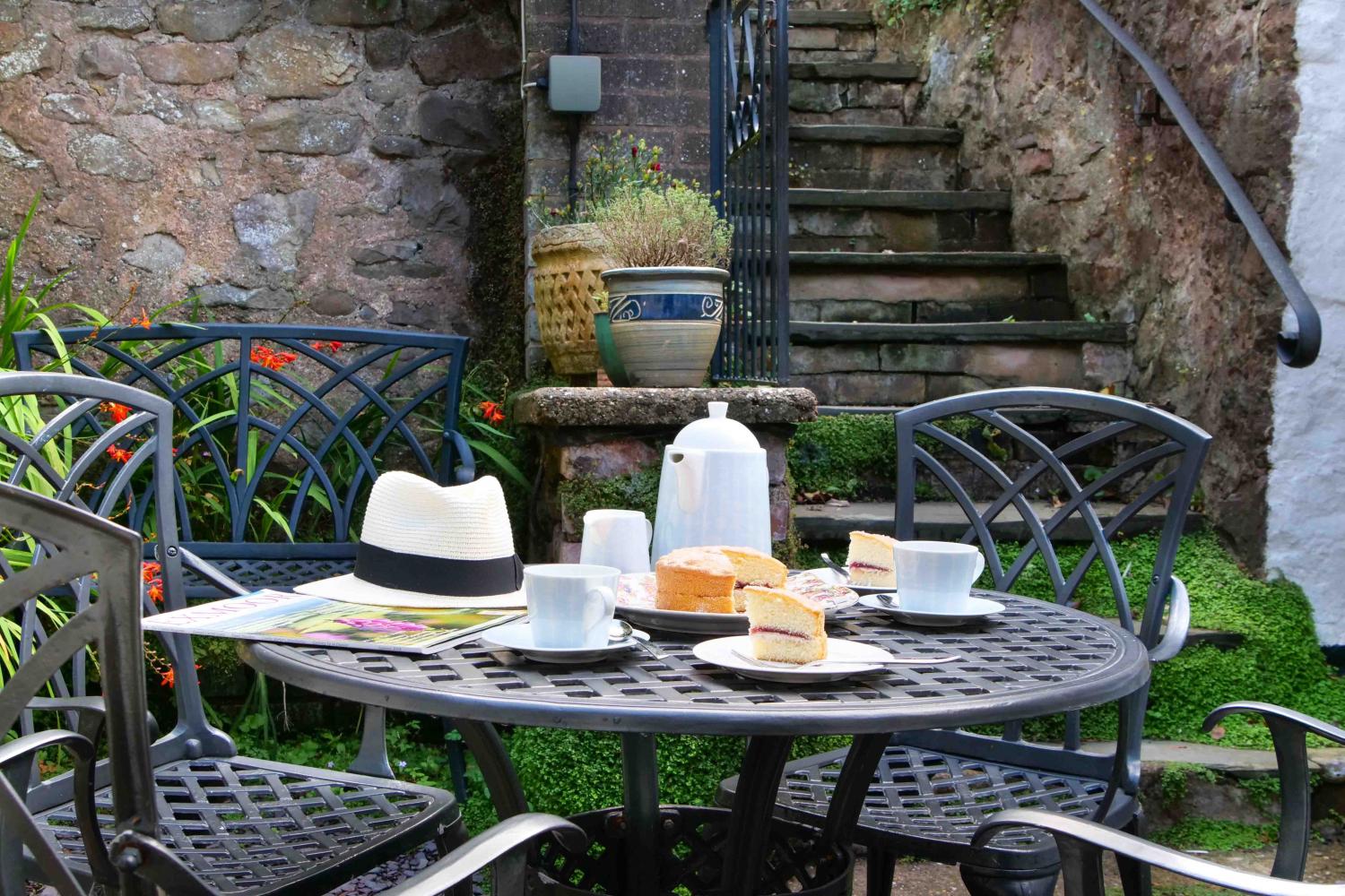 Afternoon tea on the courtyard.