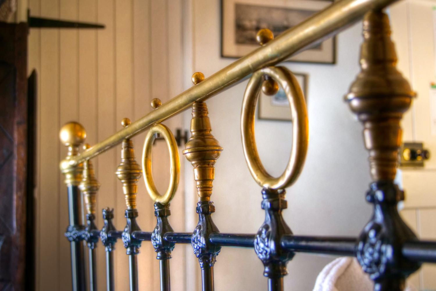 Our antique Victorian bedstead in the 'Blue' room.