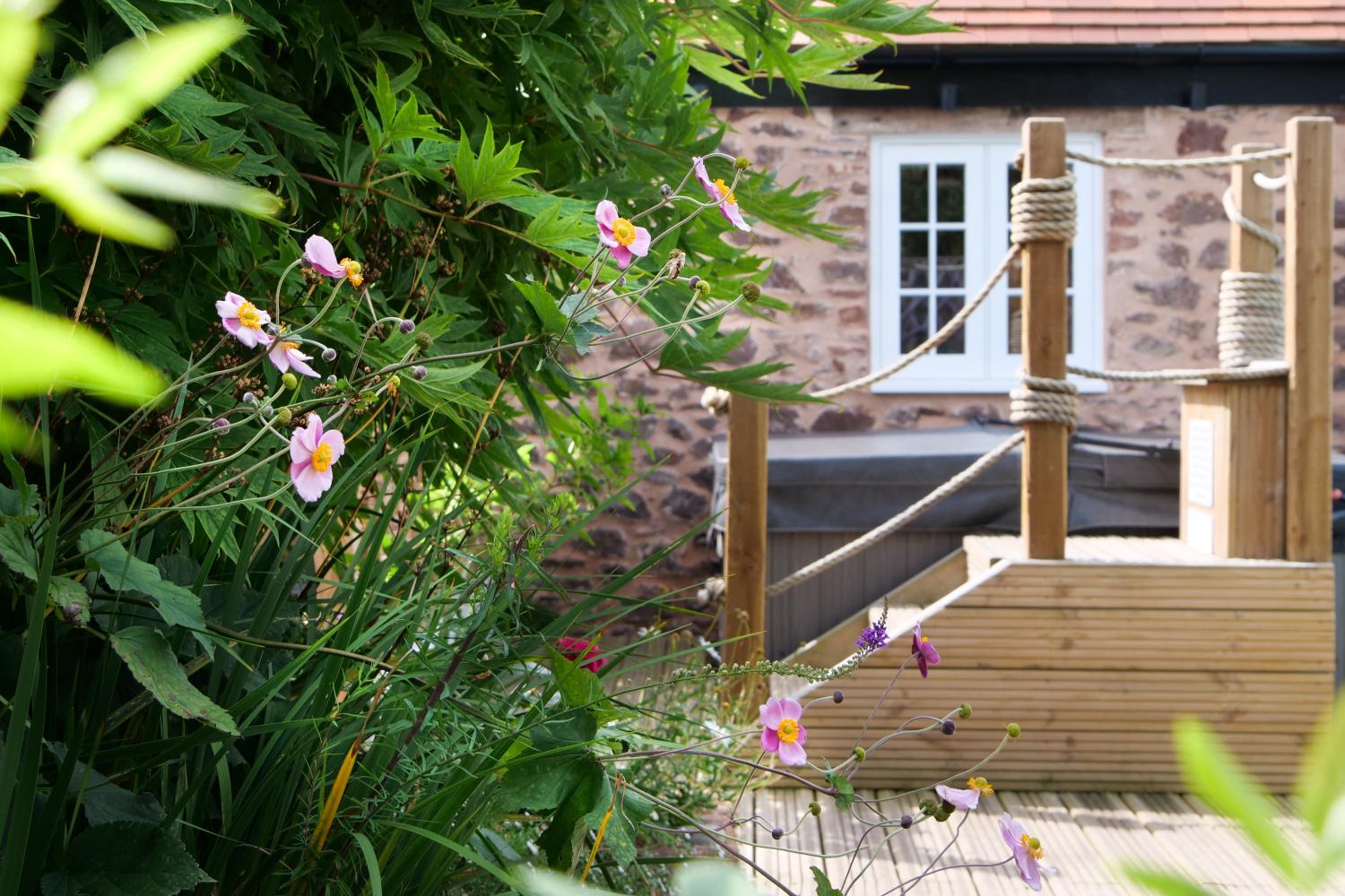 Steps up to the hot tub