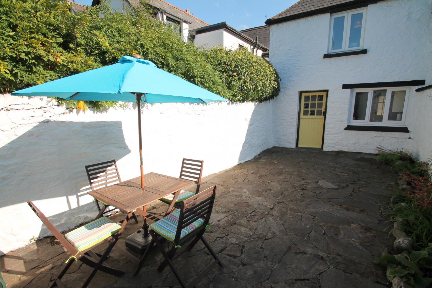 Private, enclosed courtyard at Gazebo Cottage