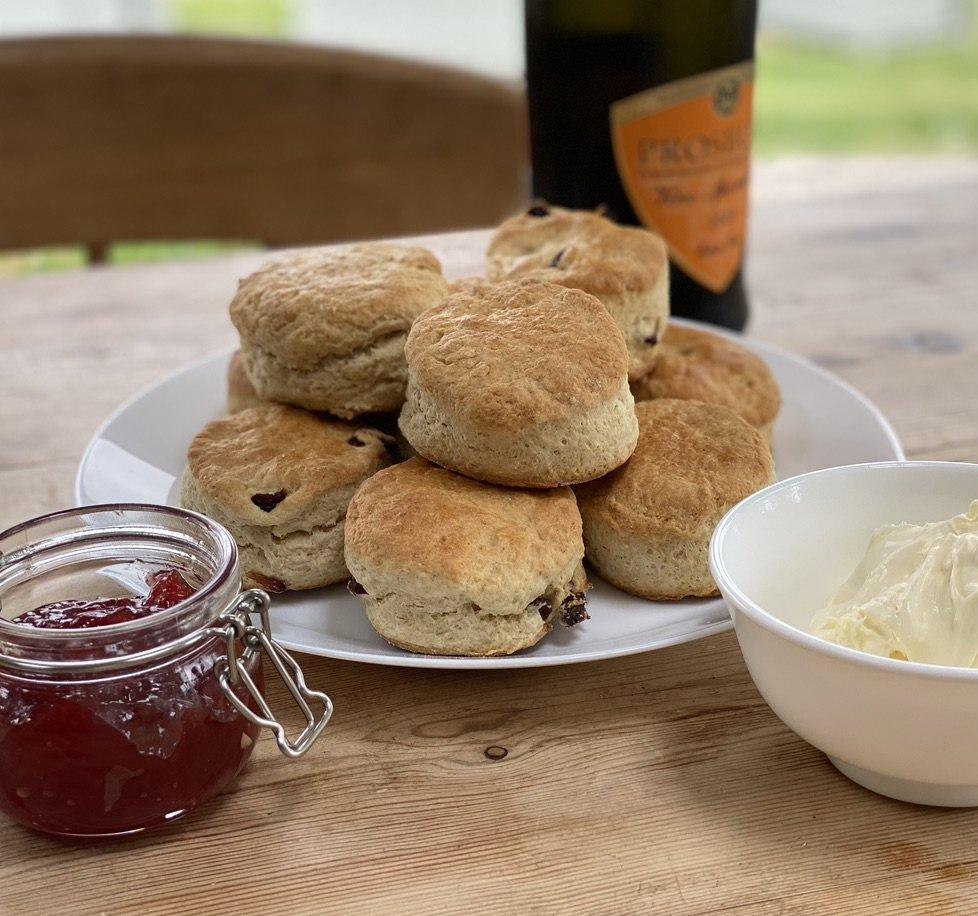 All guests are welcomed with sparkling wine and a cream tea