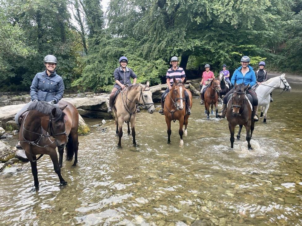 Tarr Steps with horses and friends
