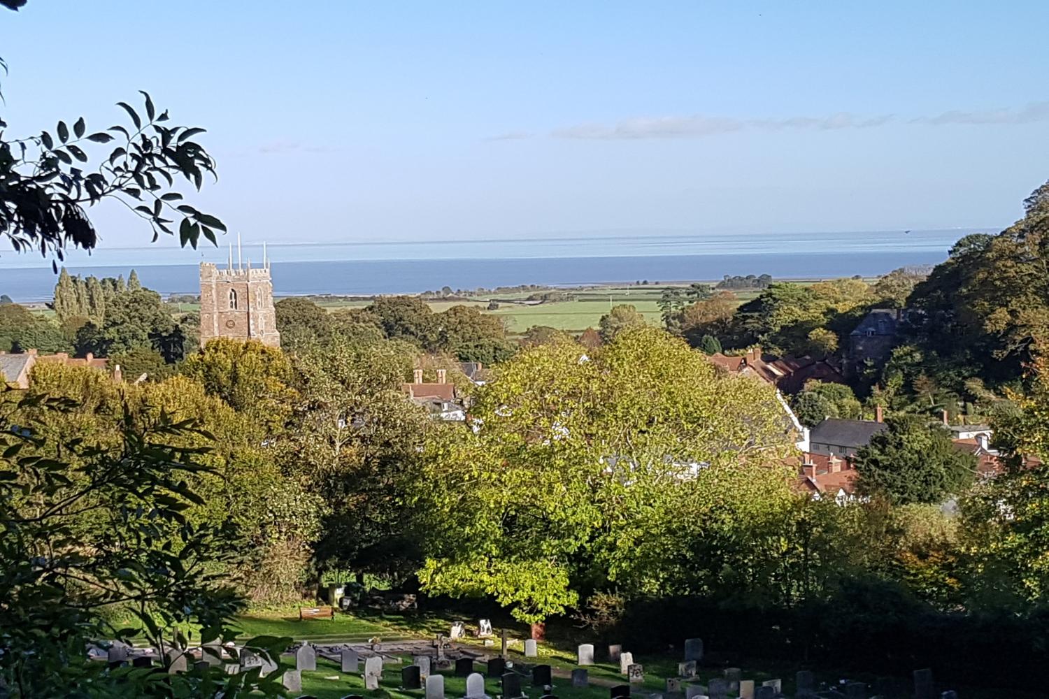 view over Dunster from Grabbist Hill.