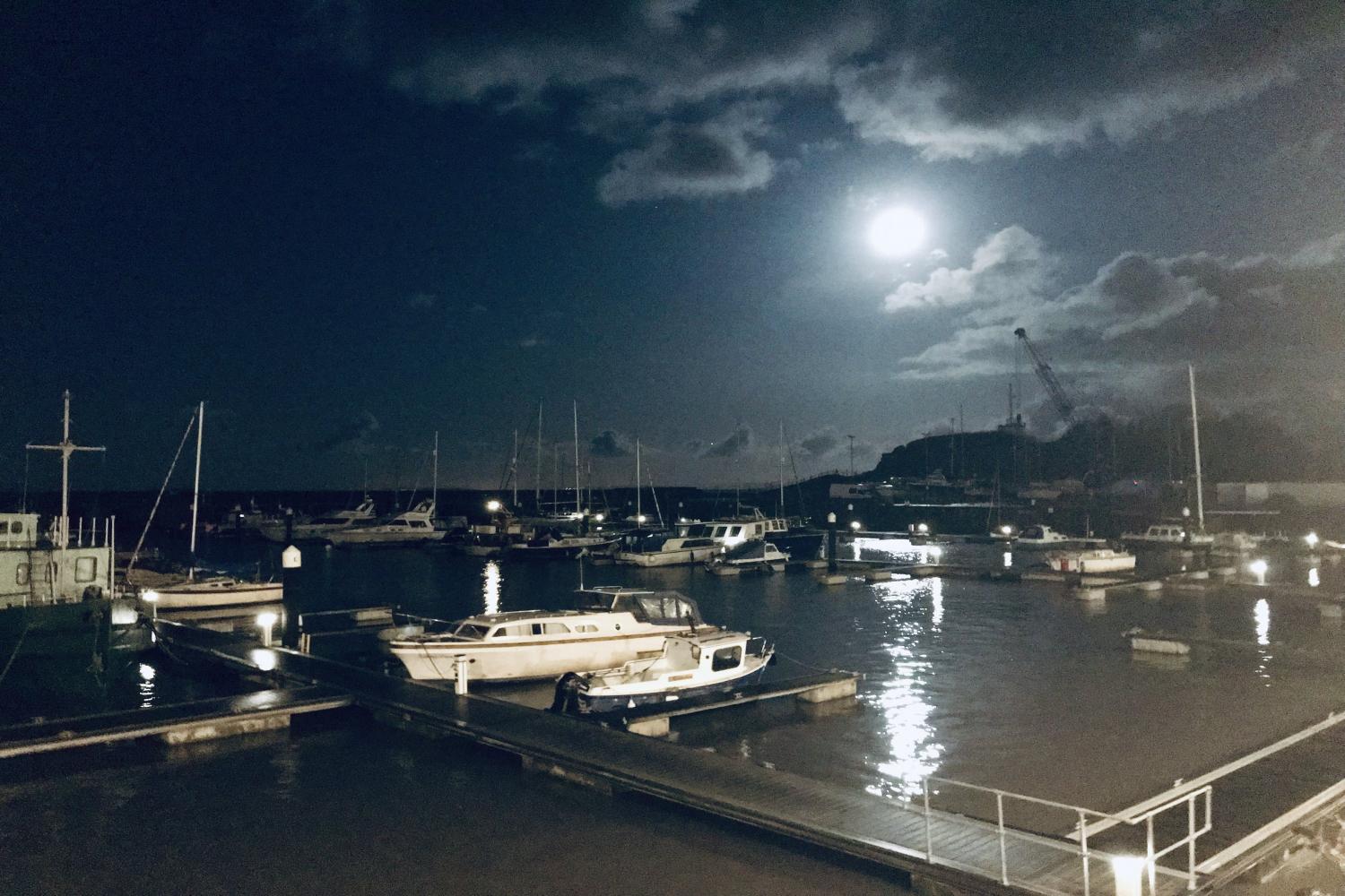 Watchet Harbour by Moonlight