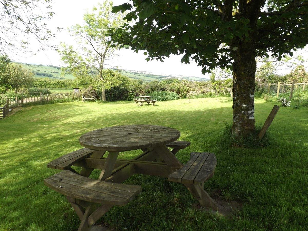 The communal garden has far reaching views and is well fenced