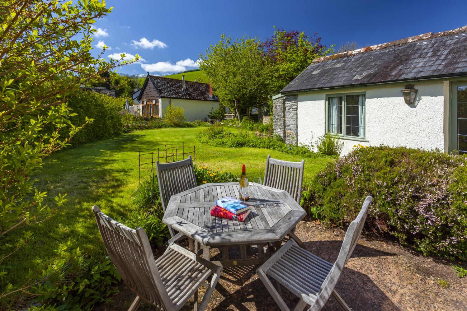 Sitting area outside back door Dowry Cottage Winsford