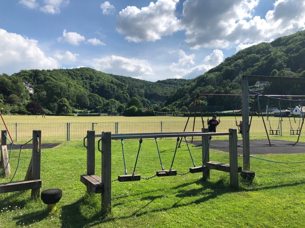 Porlock recreation ground-enclosed play area.