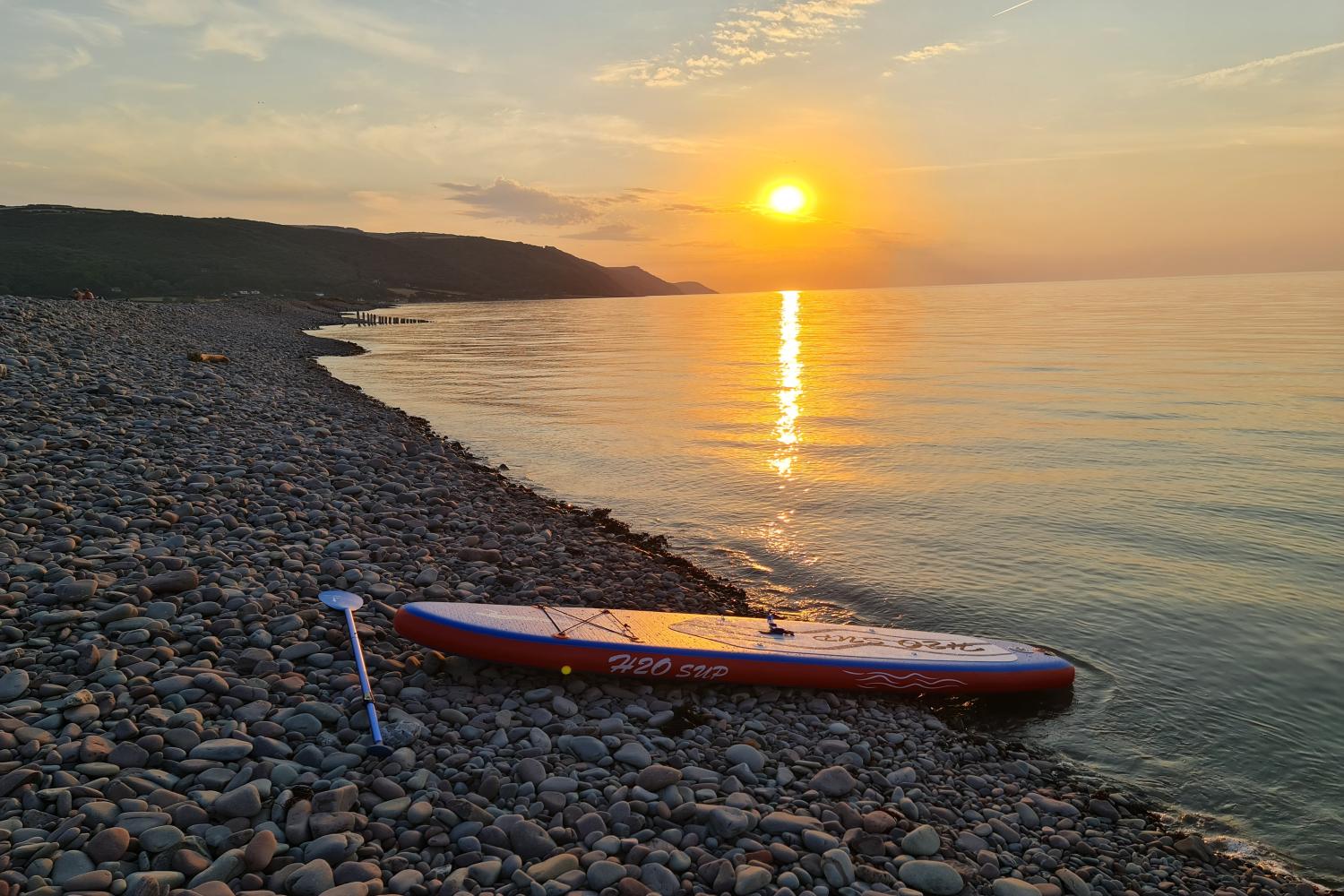 SUP on Porlock Beach at sunset