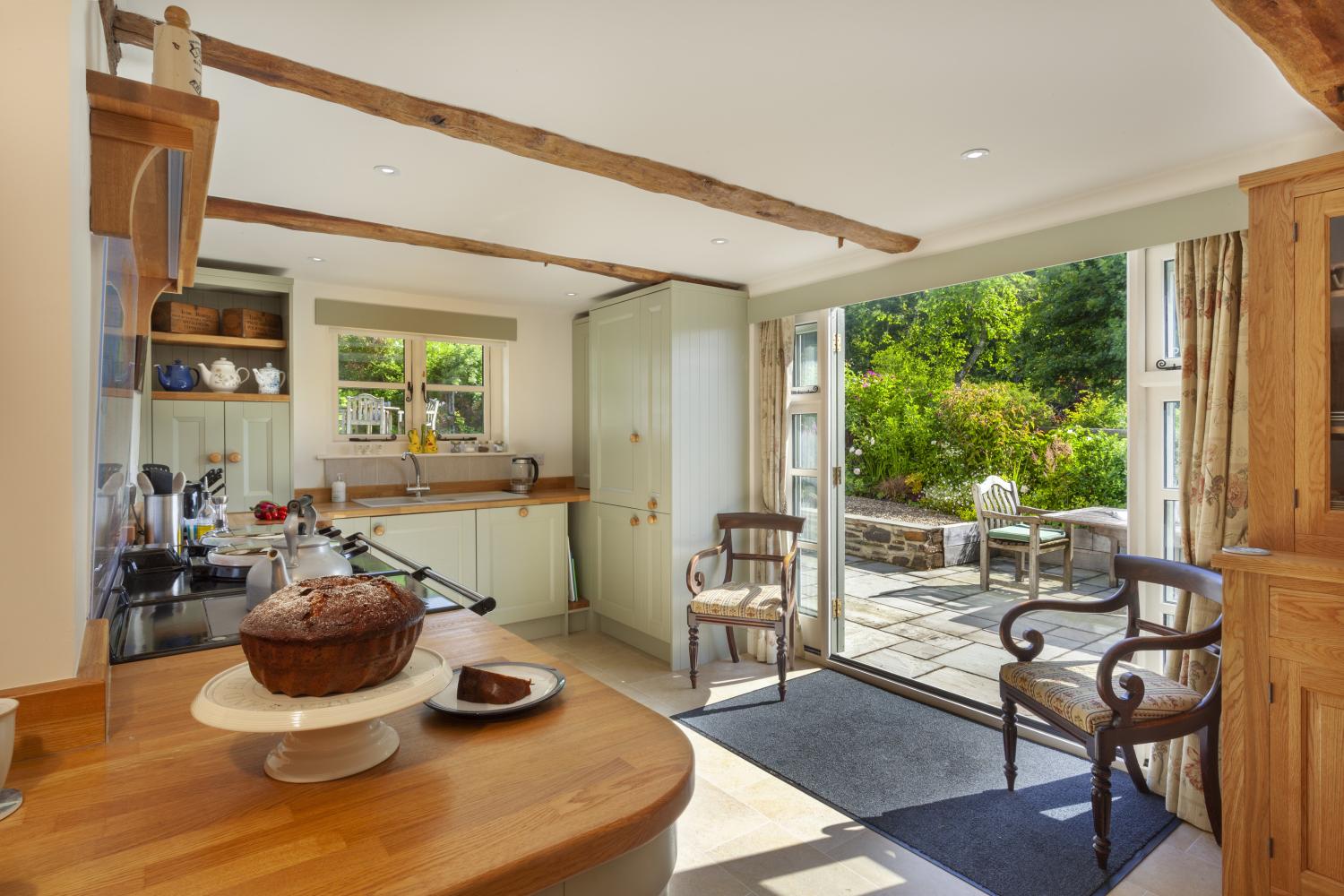 kitchen looking out of the french doors