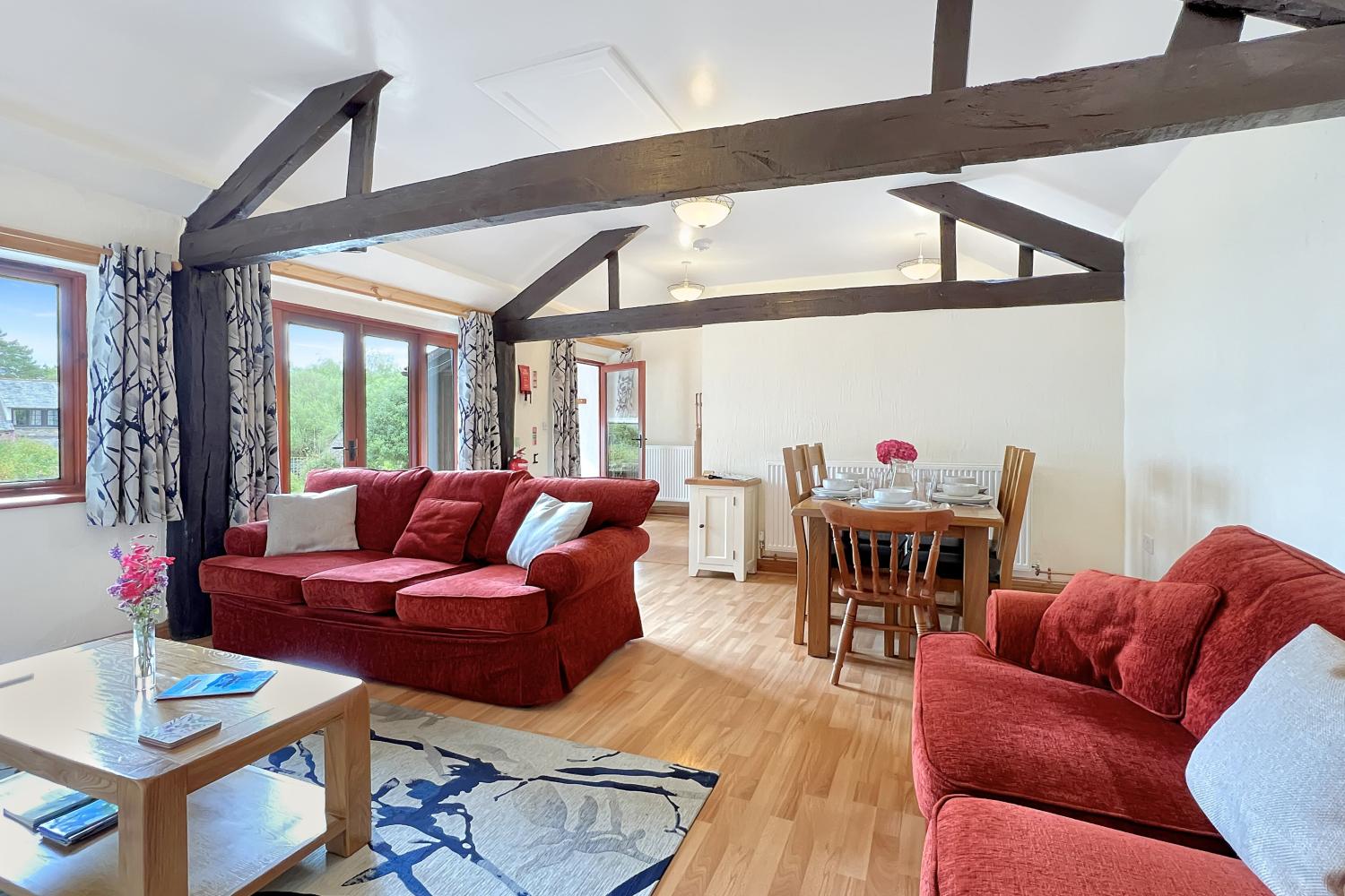 Open plan living room and dining room