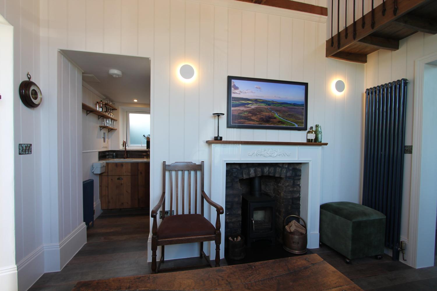 The wood burner and TV