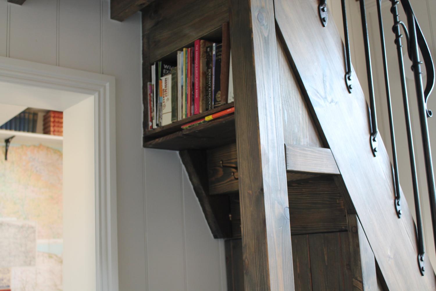 The coat and boot storage under the stairs and the maps!